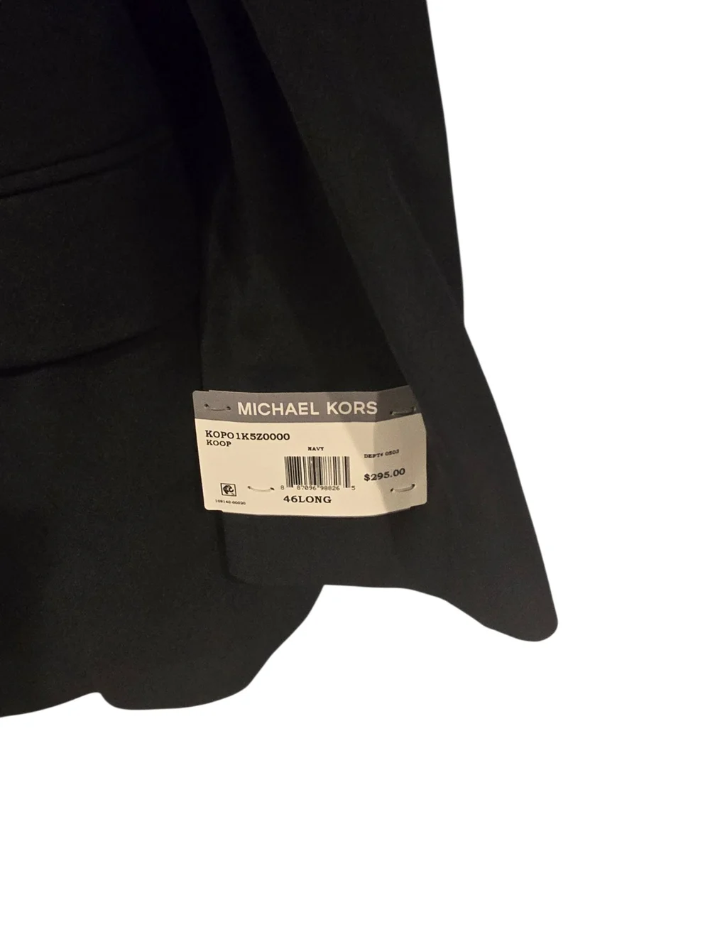 Michael Kors NWT Men's Black Two Button Sport Coat Blazer 46L Retail $295